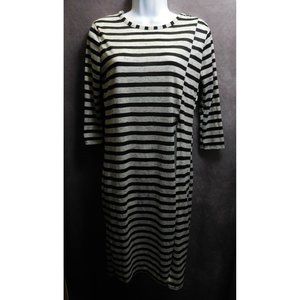 Love By Chesley Striped Midi Length Slit Shirt